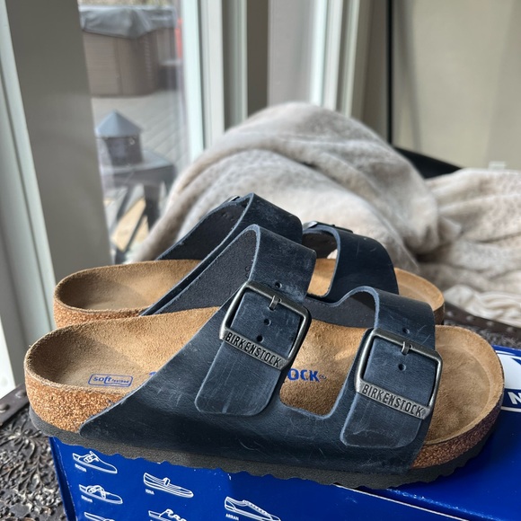 BIRKENSTOCK ARIZONA SOFT FOOTBED OILED LEATHER SANDALS IN BLUE 37 EU 6 US - Picture 7 of 10